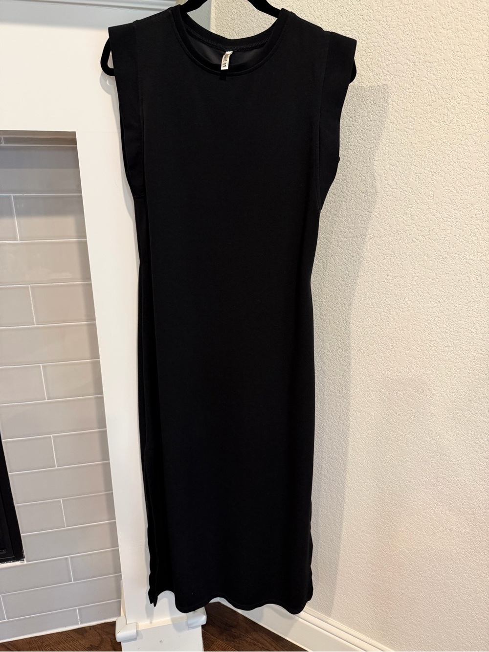 Women's Black Sleeveless Maxi Dress - Minimalist Straight Silhouette